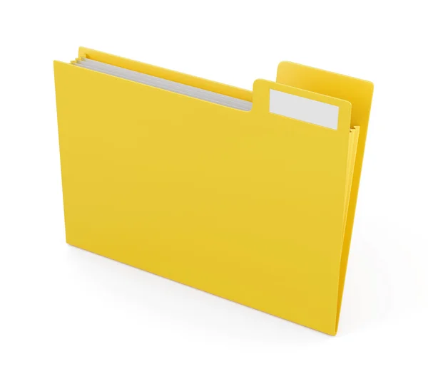 Yellow folder for files isolated on white background. 3d renderi — Stock Photo, Image