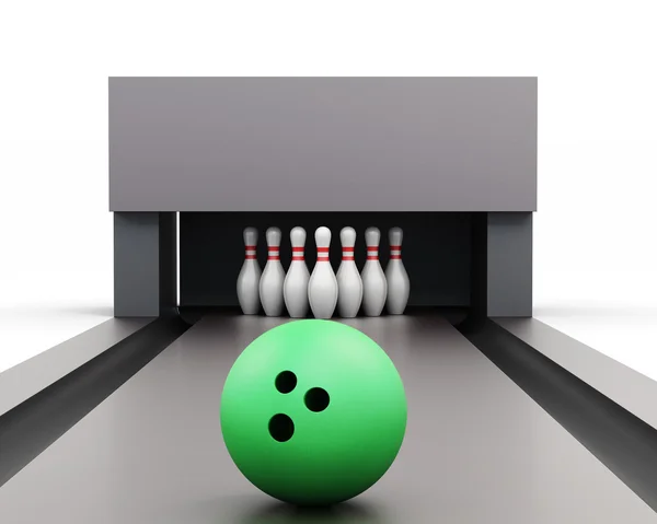 Bowling topu beyaz bir arka plan üzerinde izole bir parça. 3D rende — Stok fotoğraf