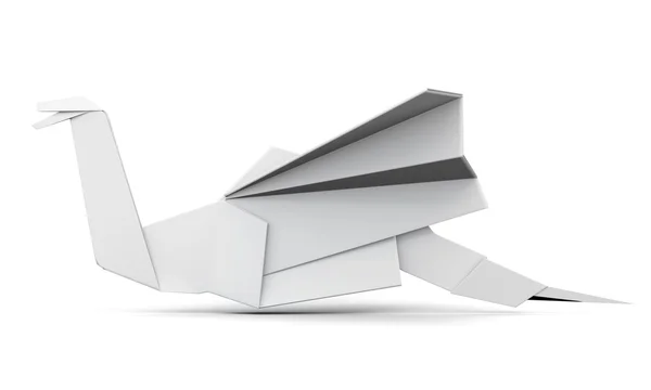 Птица Оригами изолирована на белом фоне. 3d-рендеринг — стоковое фото