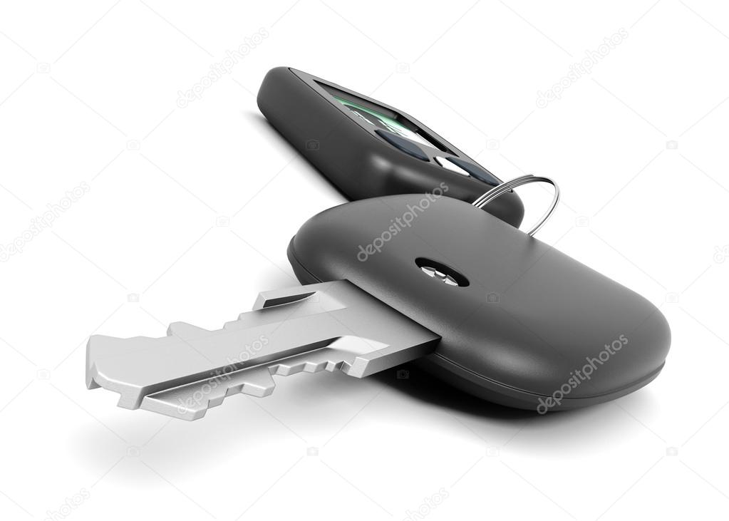 Auto sleutel auto alarm sleutelhanger close-up geïsoleerd op witte  achtergrond ⬇ Stockfoto, rechtenvrije foto door © 3DMAVR #112488918