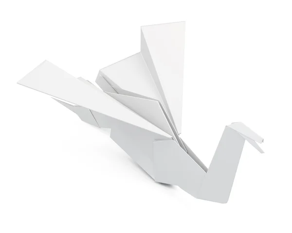 Paper crane isolated on white background. 3d render image — Stock Photo, Image