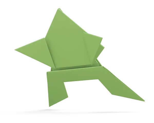 Rana de papel verde aislada sobre fondo blanco. renderizado 3d — Foto de Stock