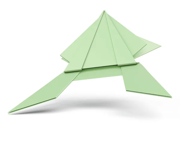 Zöld origami béka elszigetelt fehér background. 3D render-kép — Stock Fotó