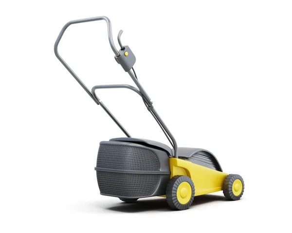 Yellow lawn mower isolated on a white background. Electric lawn — Φωτογραφία Αρχείου