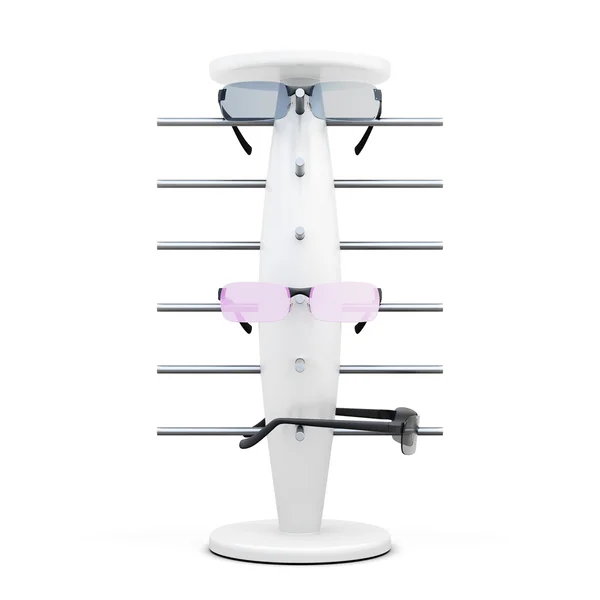 Rack with sunglasses isolated on a white background. 3d renderin — Stock Photo, Image