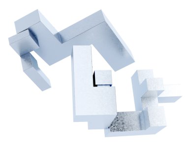 Beyaz bir arka plan üzerinde izole kavramsal görüntü blok. 3D rende