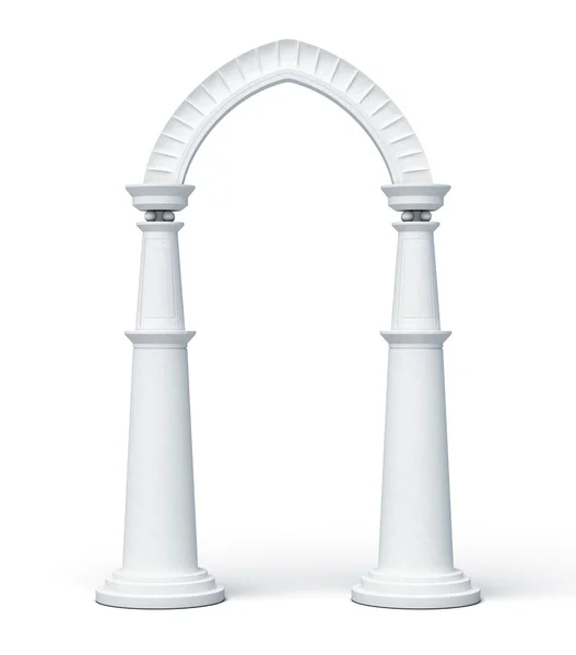 Boog en kolommen geïsoleerd op witte achtergrond. afbeelding 3D renderen — Stockfoto