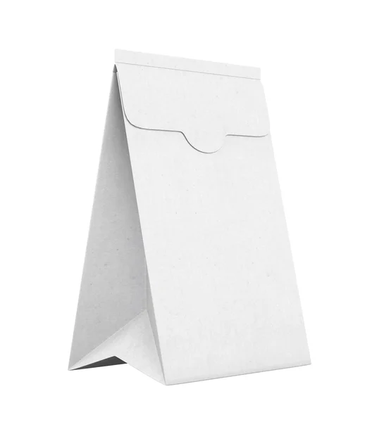 Weiße Papiertüte isoliert auf weißem Hintergrund. 3D-Darstellung — Stockfoto