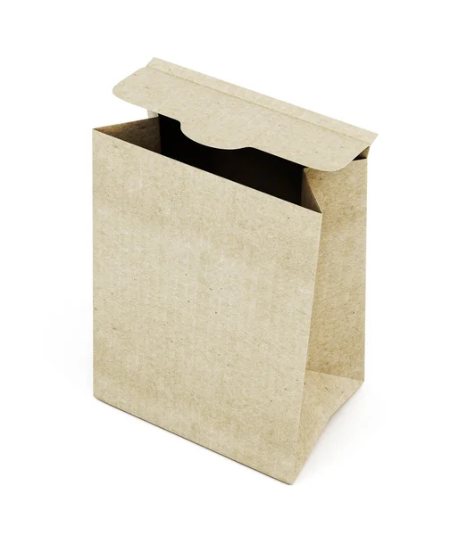 Opened paper bag isolated on white background. 3d rendering — Stock Photo, Image