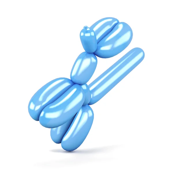 Palloncino di cane blu isolato su sfondo bianco. Immagine di rendering 3d — Foto Stock