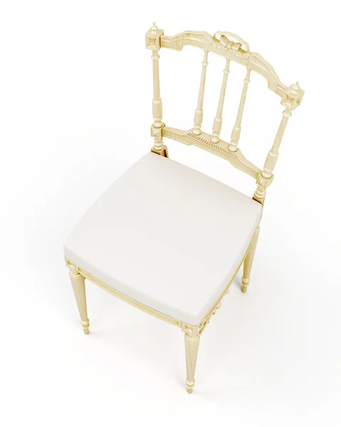 Σκαλισμένη ξύλινη καρέκλα που απομονώνονται σε λευκό φόντο. απόδοσης 3D — Φωτογραφία Αρχείου