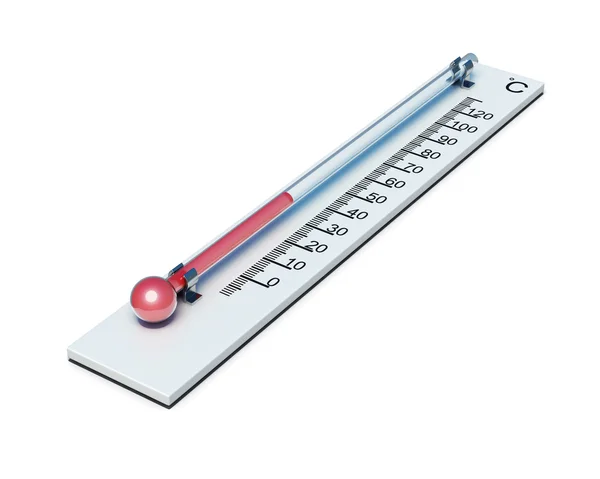 Thermometer mit Celsius isoliert auf weißem Hintergrund. 3D-Darstellung — Stockfoto