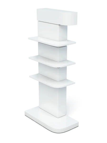 Rack polcok fehér alapon. 3D render-kép — Stock Fotó