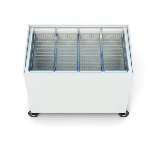Congelador de pecho aislado sobre fondo blanco. renderizado 3d —  Fotos de Stock