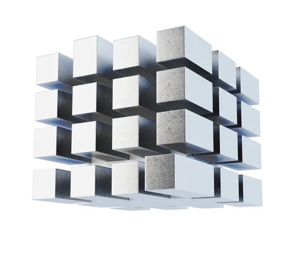 Cube conceptuel isolé sur fond blanc. Rendu 3d — Photo