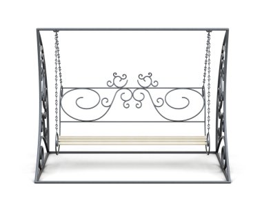 Dövme Bahçe salıncak üzerinde izole beyaz arka plan. 3D render