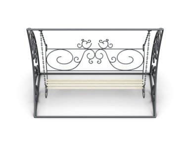 Üstten Görünüm metal Bahçe salıncak beyaz arka plan üzerinde izole. 3D re