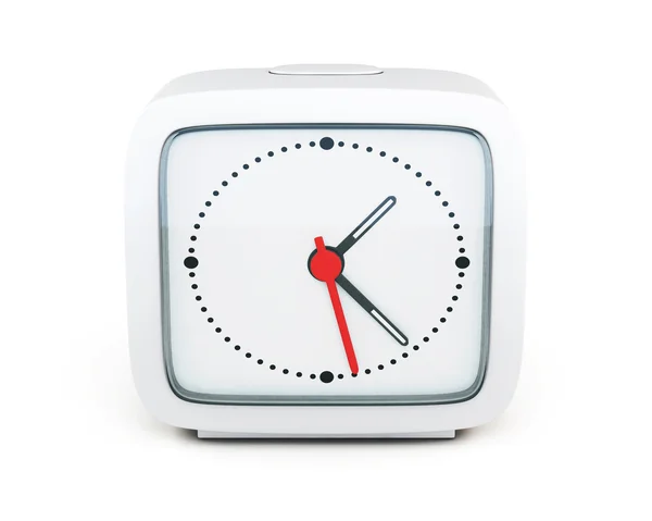 Square alarm clock isolated on white background. Front view. 3d — Stock Photo, Image