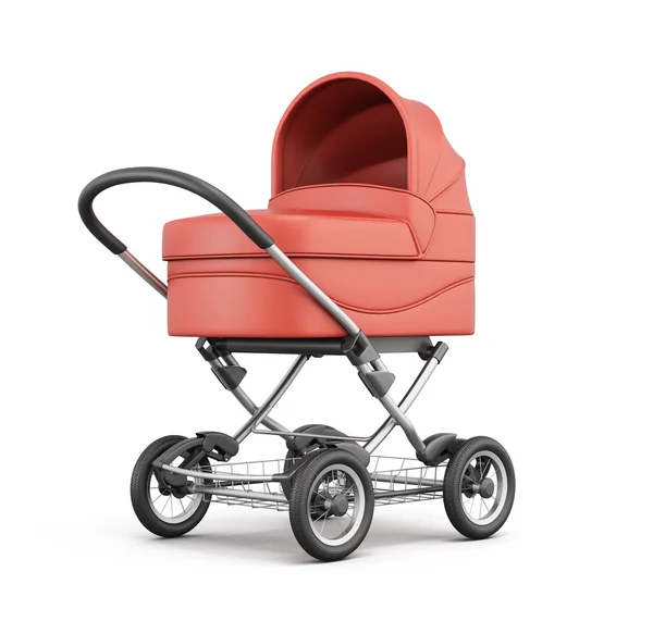 Червона дитяча коляска. Для хлопчика. 3D візуалізація . — стокове фото