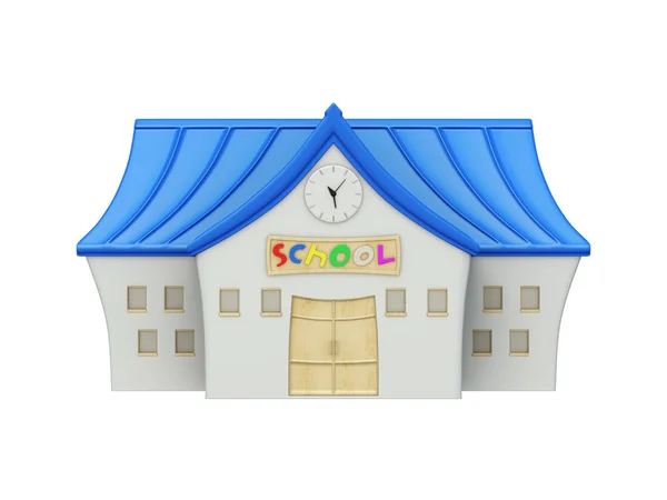 Bâtiment scolaire isolé sur fond blanc. Rendu 3d — Photo