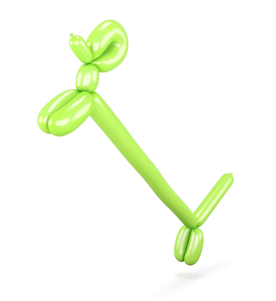 Zielonego balonika psa na łapach. 3D renderowania obrazu — Zdjęcie stockowe