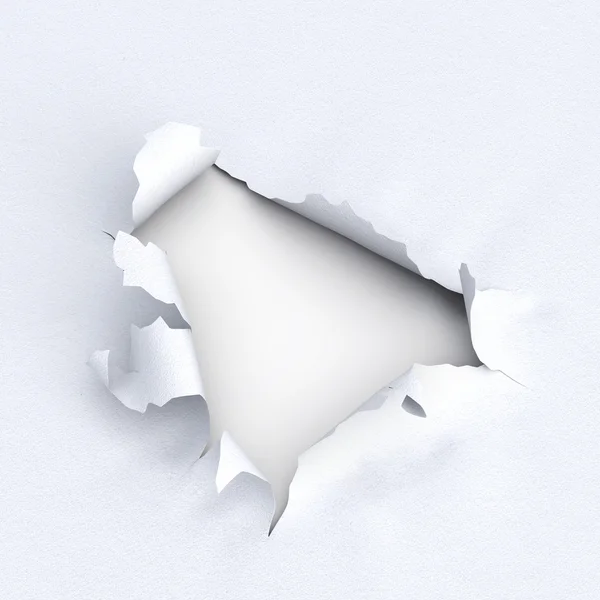 Hål i papper på vit bakgrund. 3D illustration. — Stockfoto