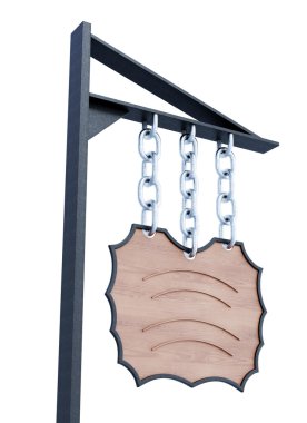 Zincir üzerinde asılı işaret yakın çekim.