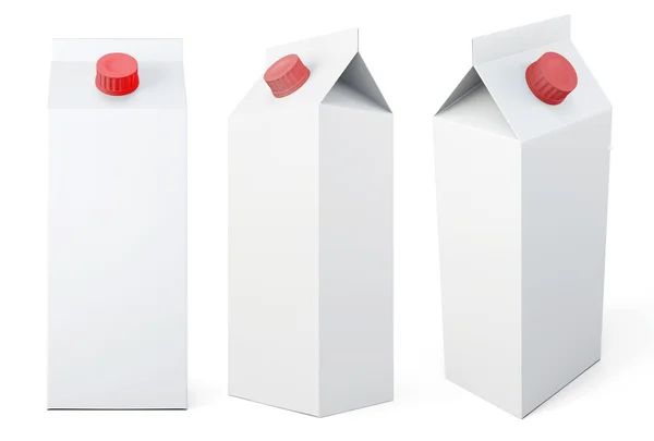 Packing for juice from different angles on a white background. — Stock Photo, Image