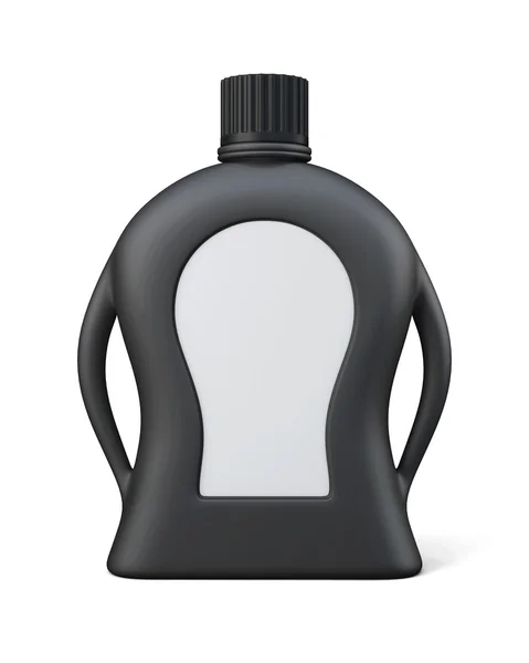 Black bottle of detergent with a blank label for your design. Fr — Stock Photo, Image