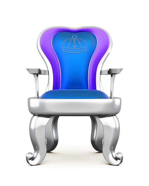 Silver throne with blue upholstery. — Stock Photo, Image