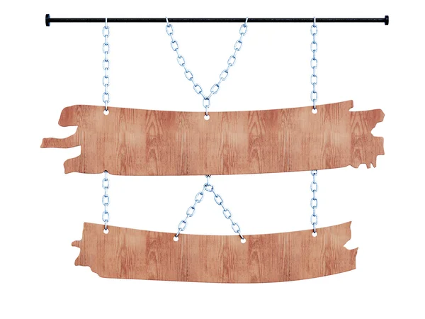 Деревянная вывеска на цепях вид спереди . — стоковое фото
