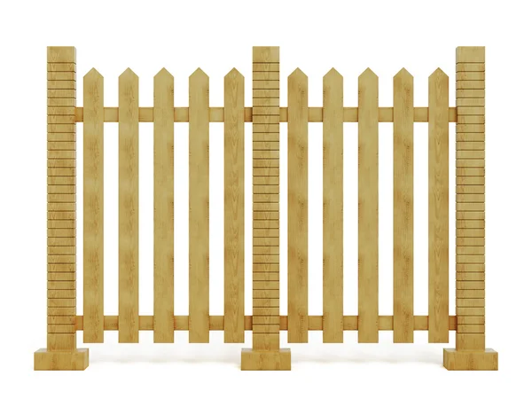Простой деревянный забор на белом фоне. 3d-рендеринг — стоковое фото