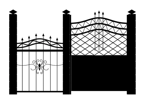 Esboço preto de uma cerca e portão — Fotografia de Stock