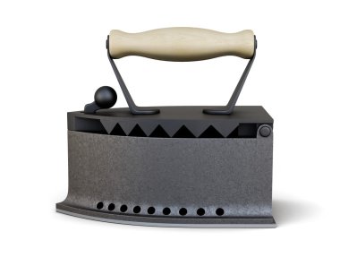 Beyaz bir arka plan üzerinde izole eski demir. 3D render