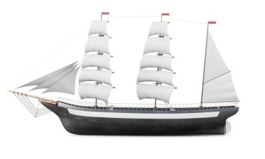 Yelken gemi model beyaz bir arka plan üzerinde izole. 3D render