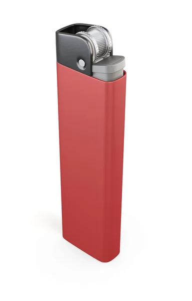 Красная зажигалка изолирована на белом фоне. 3d-рендеринг — стоковое фото