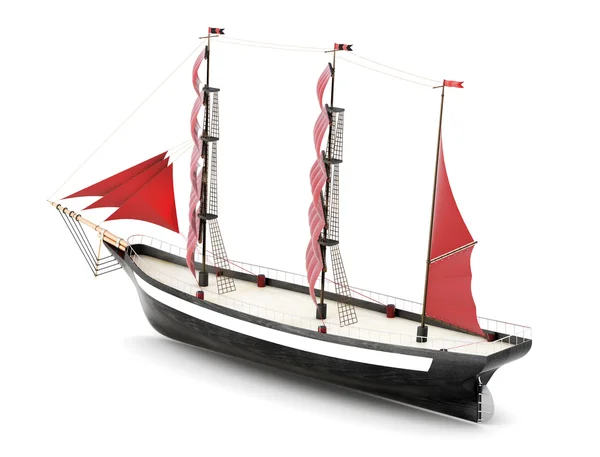 Sailboat isolated on a white background. 3d rendering — Stock Photo, Image