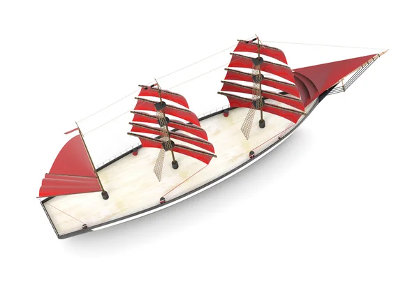 Sailboat top view on a white background. 3d rendering — Stock Photo, Image