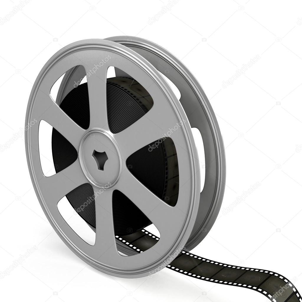 Film reel over white background.