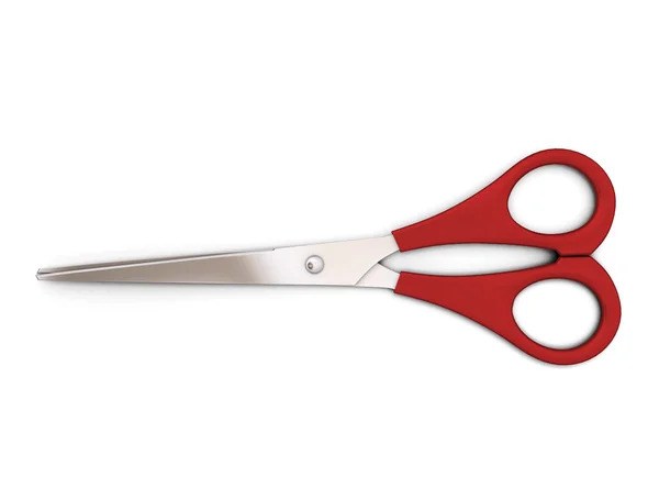 Red scissors on white background. — Stock Photo, Image