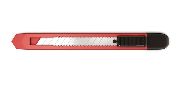 Red stationery knife isolated on white background. — Stock Photo, Image