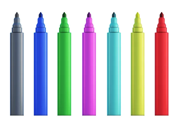 Set of colored felt-tip pens without cap. — Stock Photo, Image