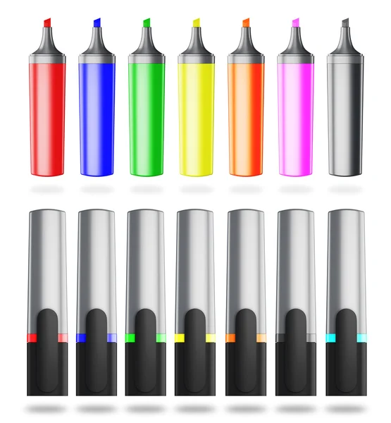 Set of colored felt-tip pens on a white background. — Stock Photo, Image