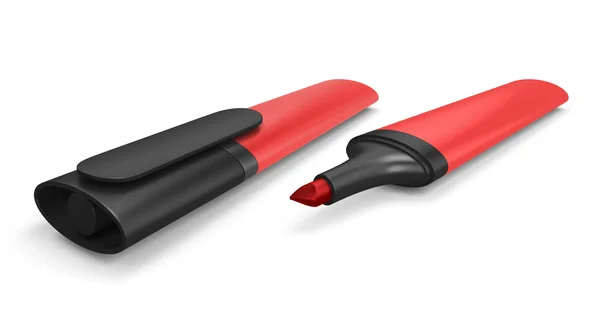 Due pennarelli rossi su sfondo bianco . — Foto Stock
