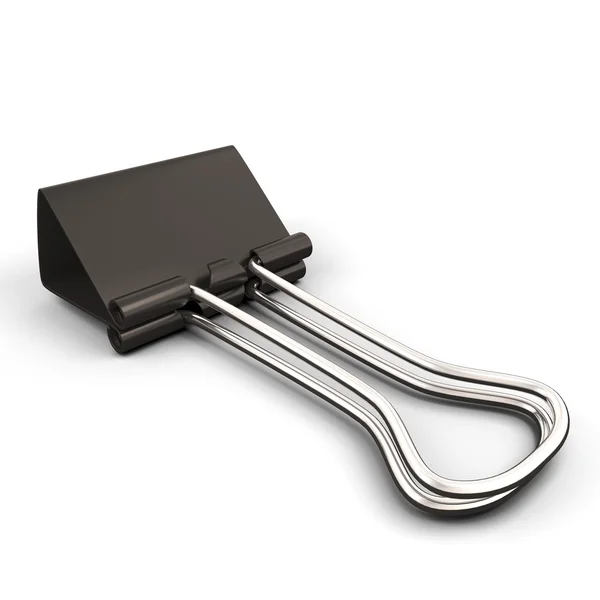 Black paper binder clip on white background — Stock Photo, Image