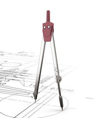 Çizim arka plan üzerinde çift of pergel.