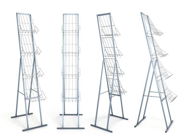 Scaffale per materiali promozionali da diverse angolazioni . — Foto Stock