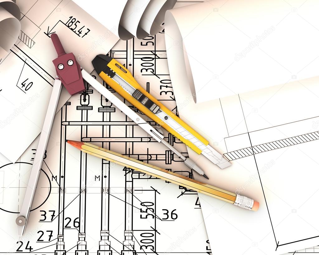 Scrolls engineering drawings and tools.