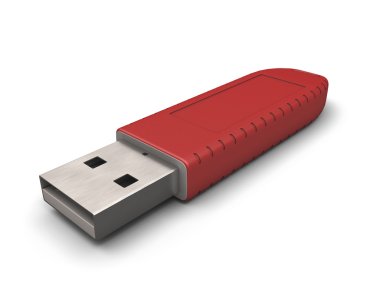 beyaz izole kırmızı usb flash sürücü