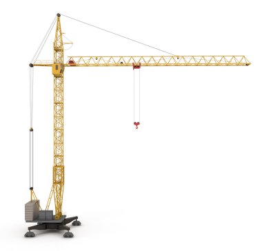 Yellow construction crane isolated on white clipart